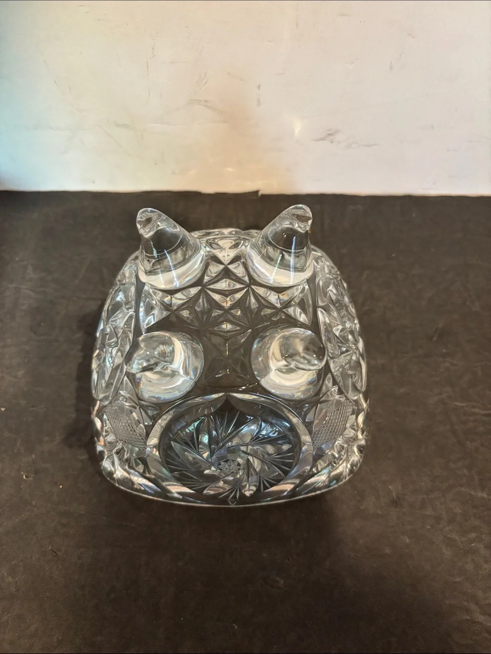 Lausitzer 24% Lead Crystal Glass Square Footed Lidded Candy Dish Starburst